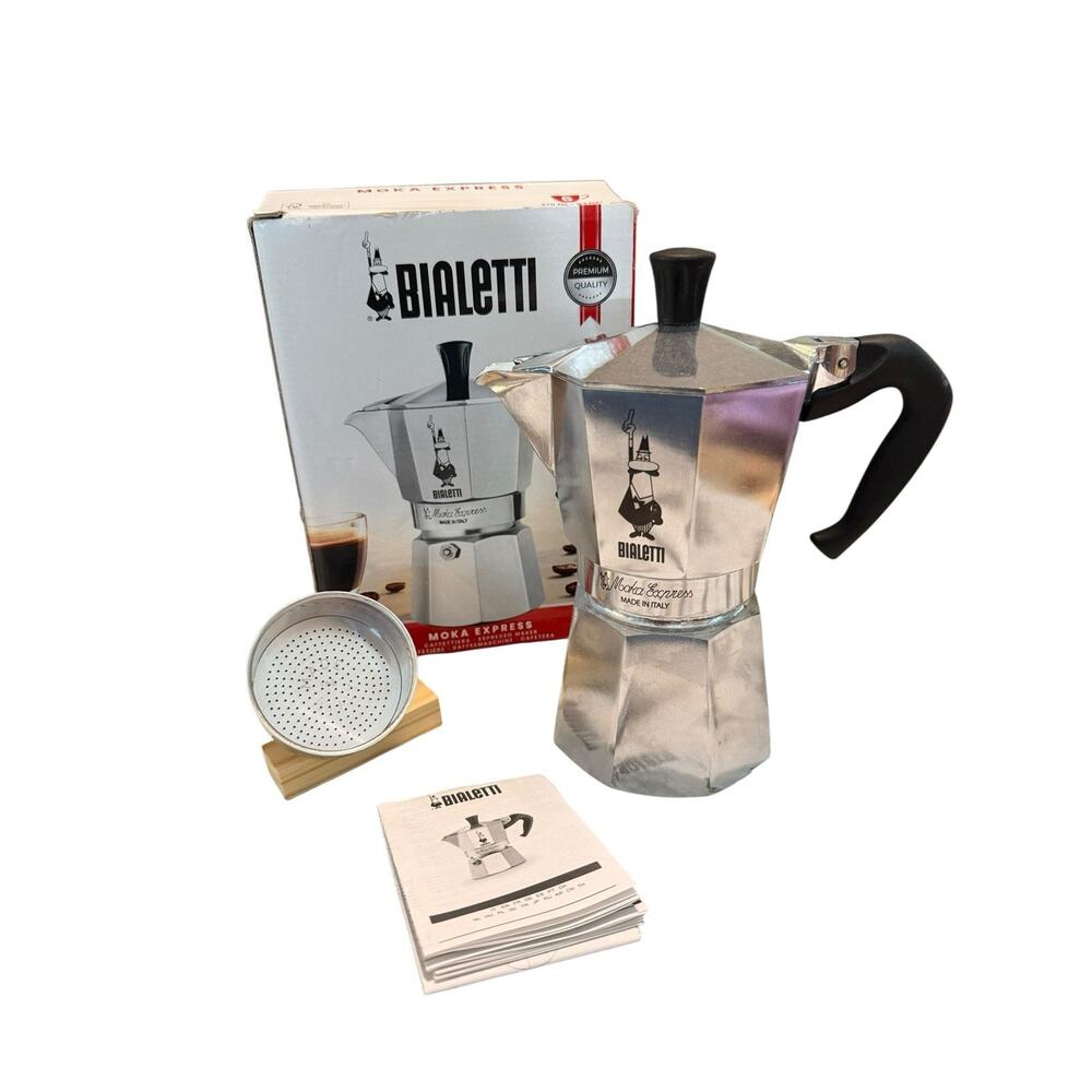 NIB 6 Cups Lg BIALETTI Moka Express Coffee Maker Greca Pot 9.1oz Italy